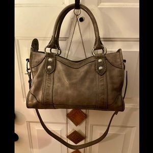 Frye Melissa Leather Satchel ICE Medium Gray Retail $388